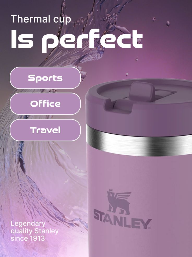 Stanley Cup 40oz Stainless Steel Tumbler with Straw & Straw Cap – Insulated, Leakproof, and Reusable Travel Mug for Hot & Cold Drinks