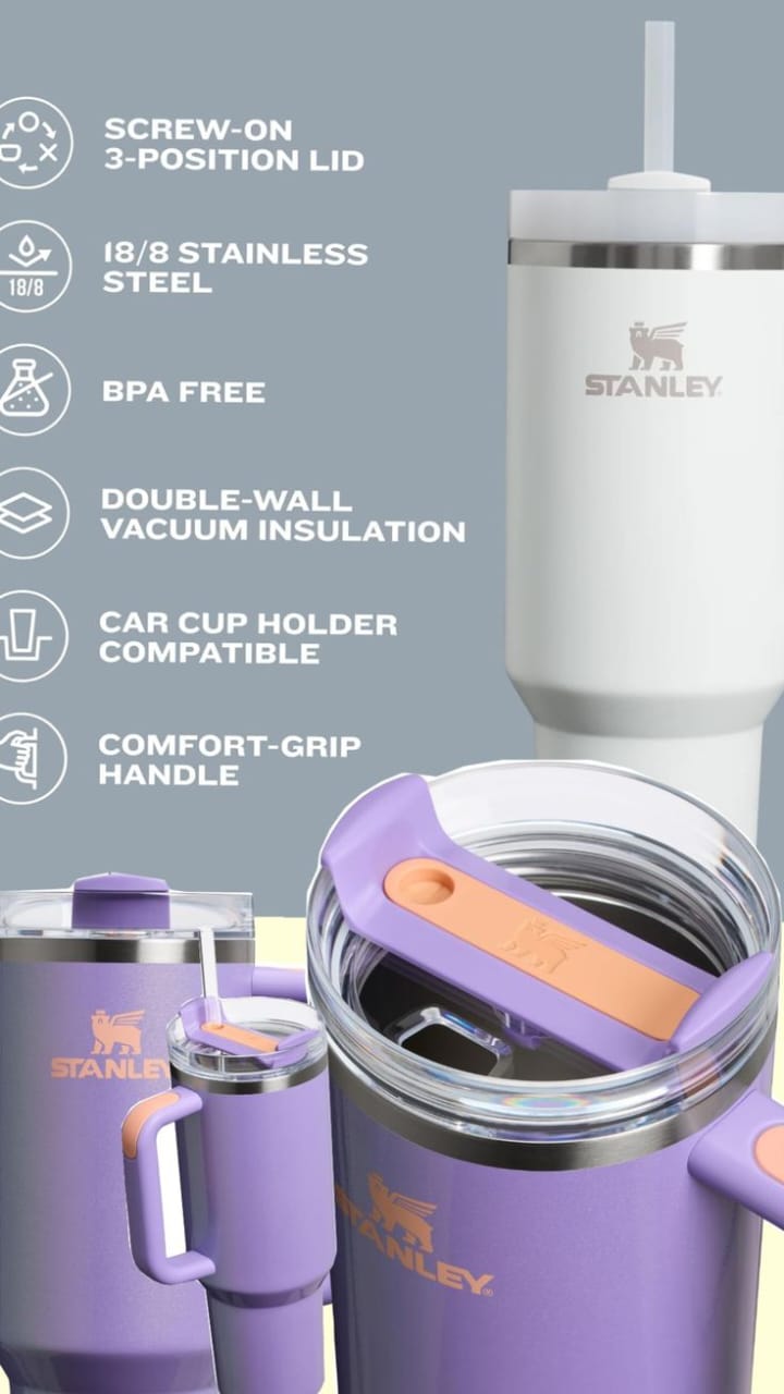 Stanley Cup 40oz Stainless Steel Tumbler with Straw & Straw Cap – Insulated, Leakproof, and Reusable Travel Mug for Hot & Cold Drinks